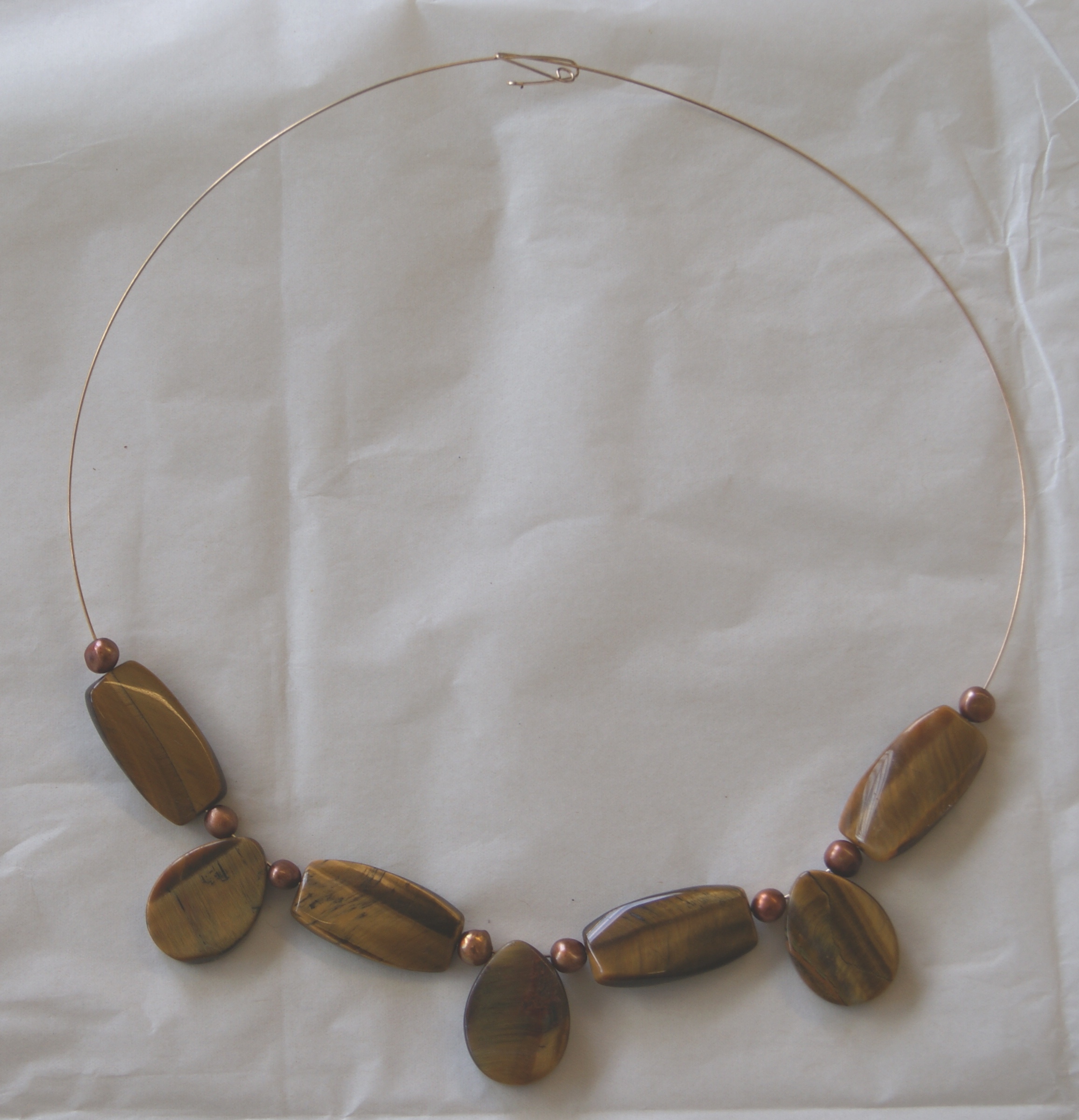 Tiger eye and Chocolate Pearl Necklace